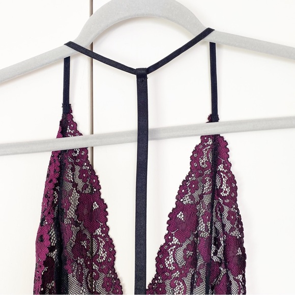 NWT Intimately Free People Too Cute To Handle Lace Bodysuit Black & Fuschia XS - Picture 12 of 12